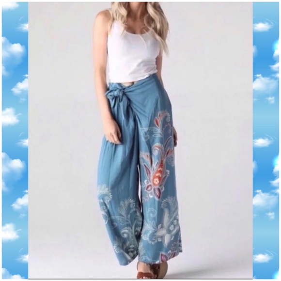 Angie Pants - <LAST>Boho Wide Leg Floral Pants by Angie